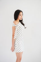 Miuzy Polkadot Toga Mini Bodycon Dress in White