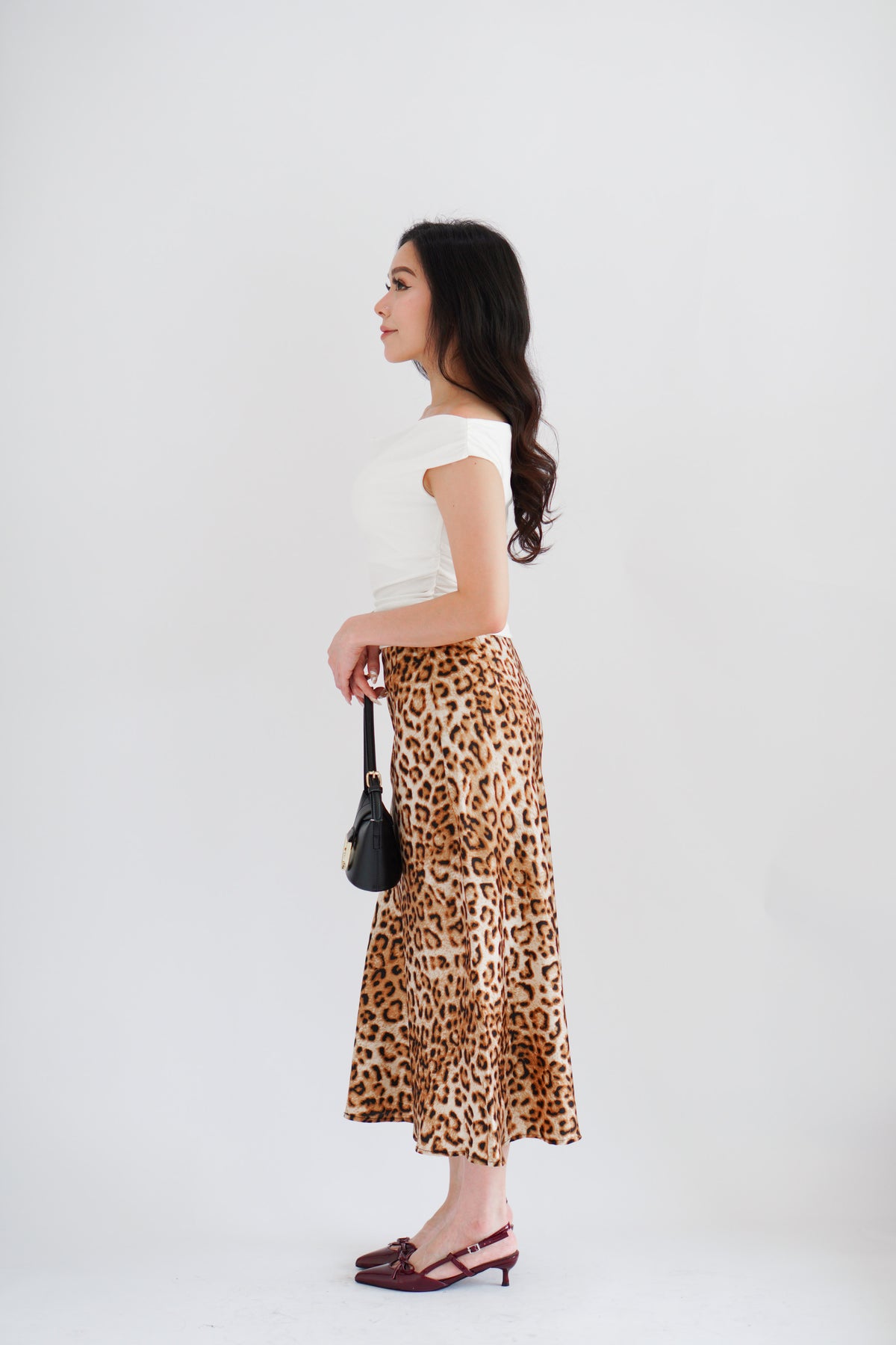 Kae Midi Skirt in Leopard Print