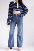 Elara Straight Cut Denim Jeans in Blue