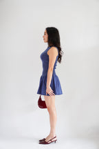 Emery Smocked Denim Mini Dress in Blue