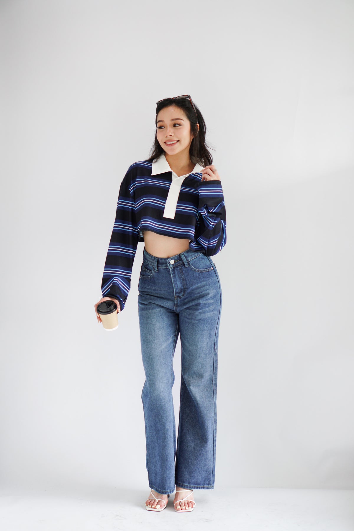 Elara Straight Cut Denim Jeans in Blue