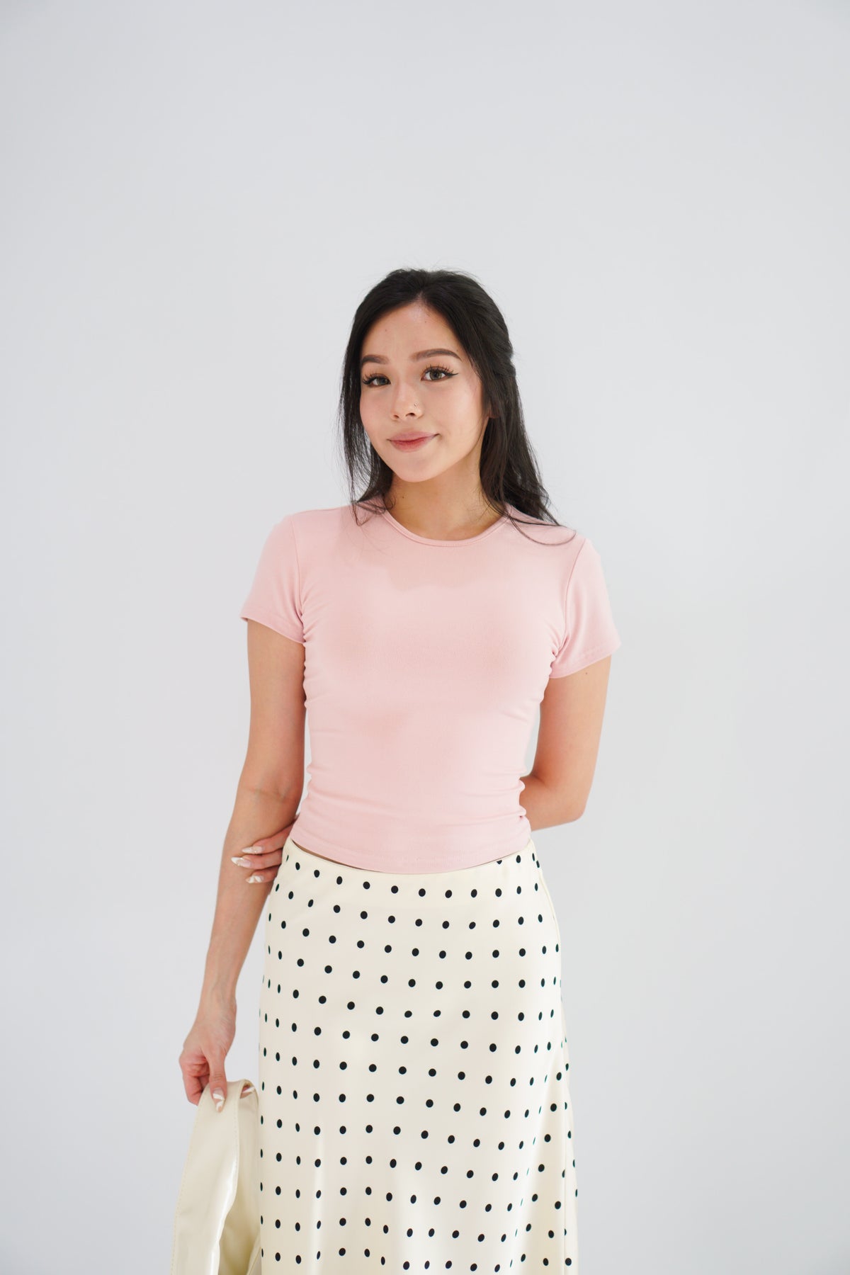 Jess Basic Round Neck Top in Pink