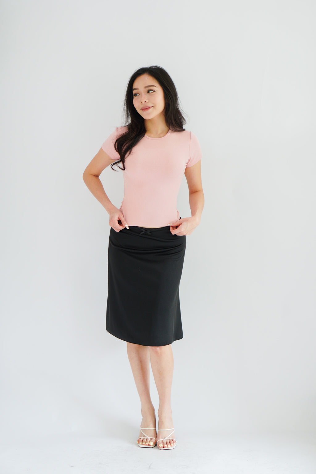 Jess Basic Round Neck Top in Pink