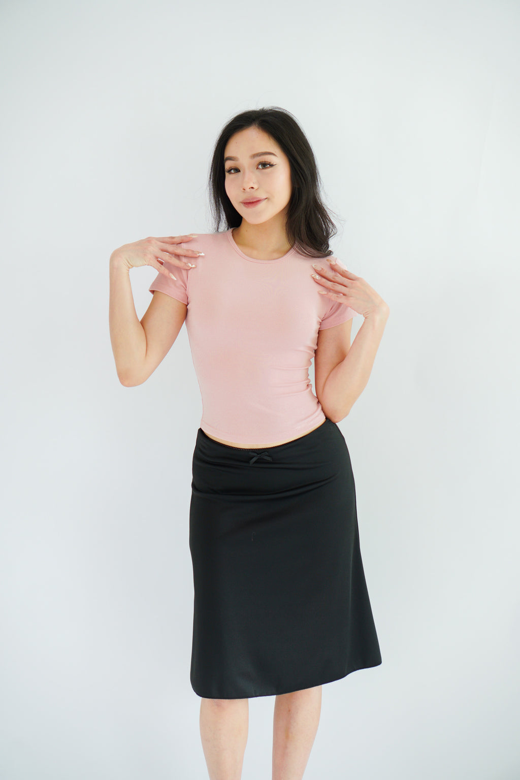 Jess Basic Round Neck Top in Pink