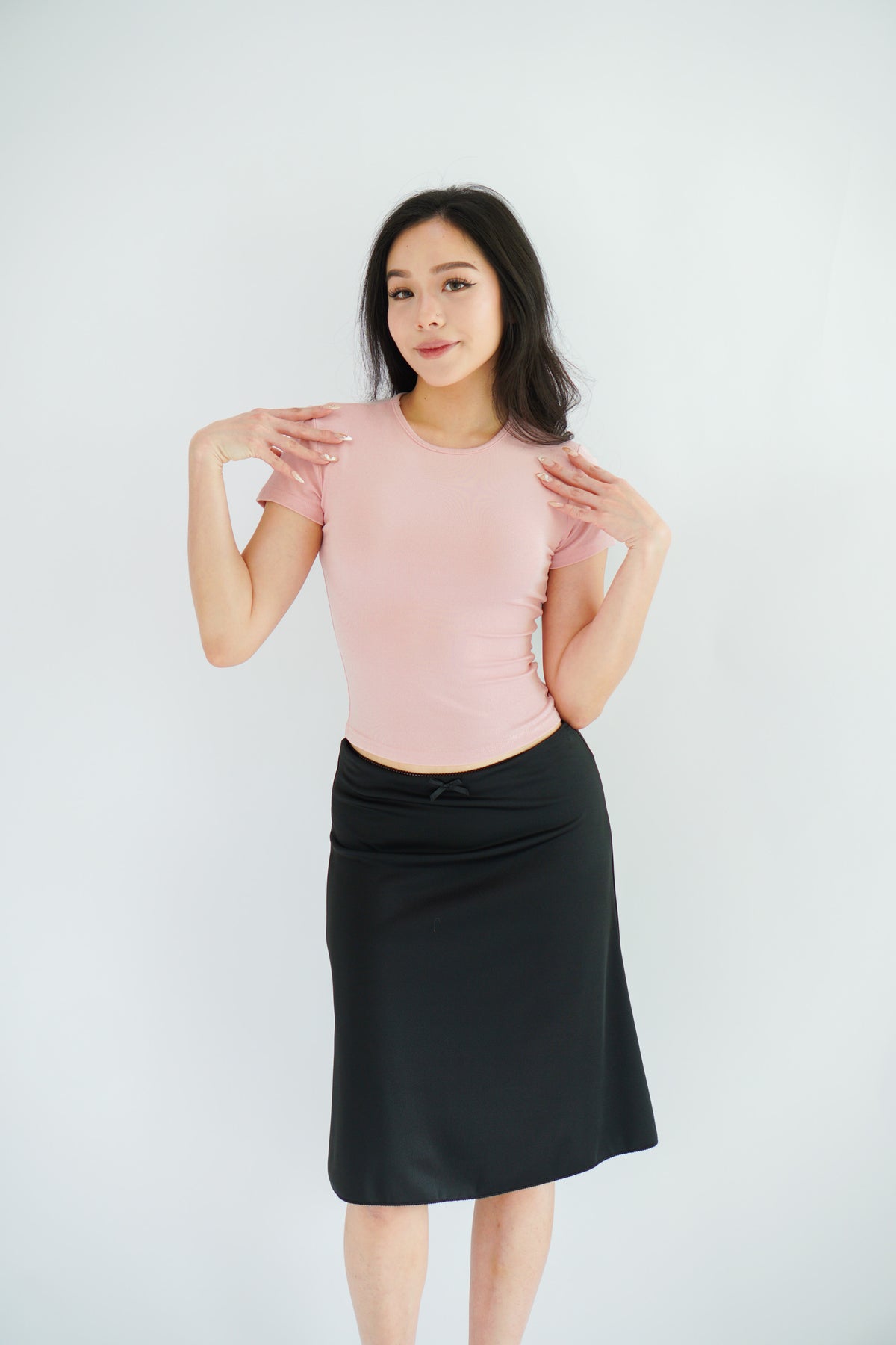 Jess Basic Round Neck Top in Pink