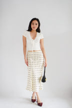 Fianna V Neck Lace Ribbon Short Sleeves Top in White