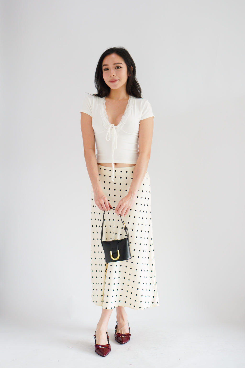 Fianna V Neck Lace Ribbon Short Sleeves Top in White