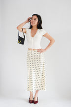 Darmi Midi Skirt with Polkadot in Cream
