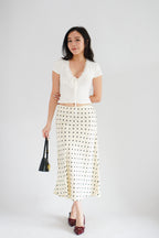 Darmi Midi Skirt with Polkadot in Cream