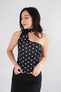 Renley Polkadot Choker Toga Top in Black