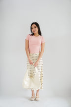 Darmi Midi Skirt with Polkadot in Cream