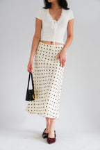 Darmi Midi Skirt with Polkadot in Cream