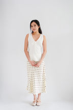 Darmi Midi Skirt with Polkadot in Cream