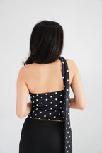 Renley Polkadot Choker Toga Top in Black