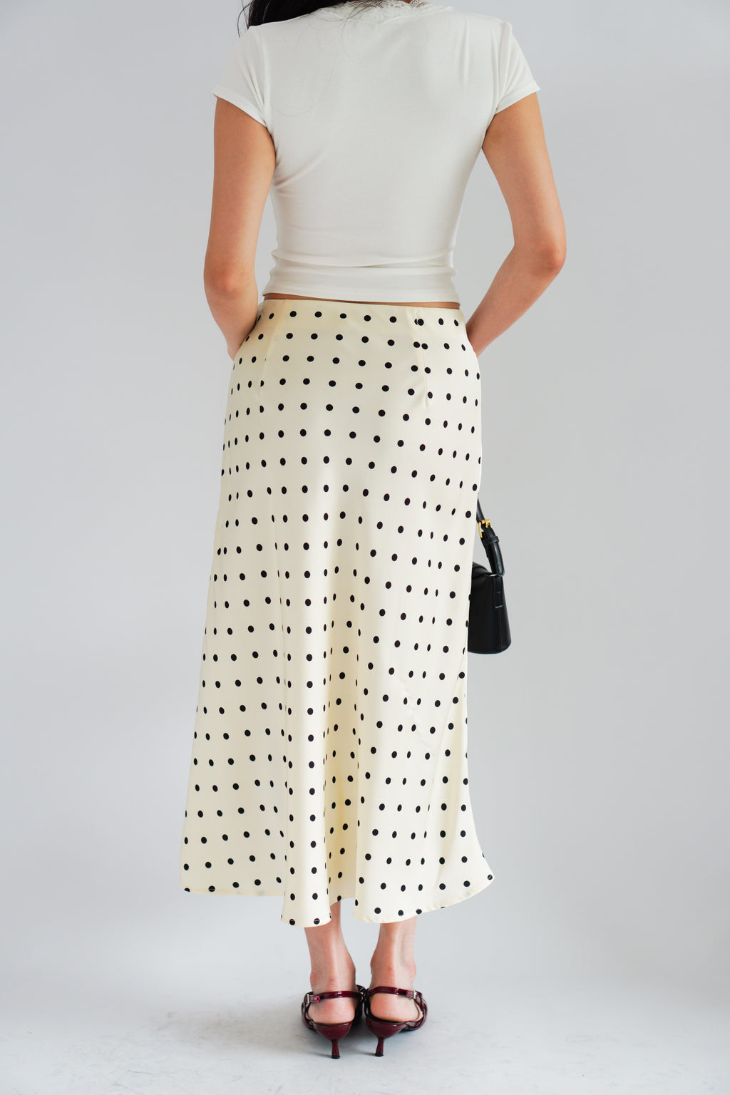 Darmi Midi Skirt with Polkadot in Cream
