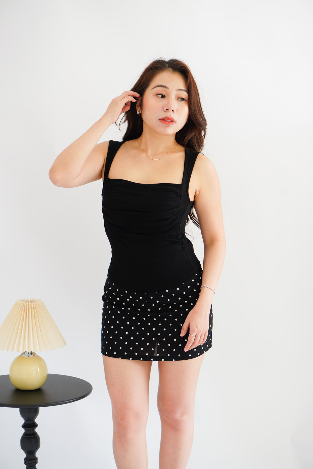 Ralyra Padded Ruched Bust Top in Black