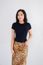 Jess Basic Round Neck Top in Dark Blue