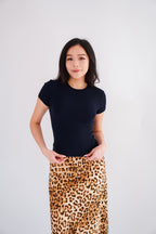 Jess Basic Round Neck Top in Dark Blue