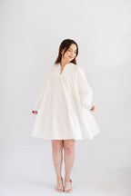 Love Dara Flowy Long Sleeve Dress in White