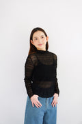 Fioya Sheer Lace Top in Black