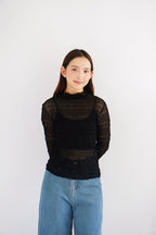 Fioya Sheer Lace Top in Black