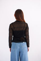 Fioya Sheer Lace Top in Black