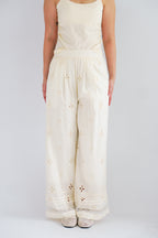 Jiru Eyelet Lace Pants in Cream
