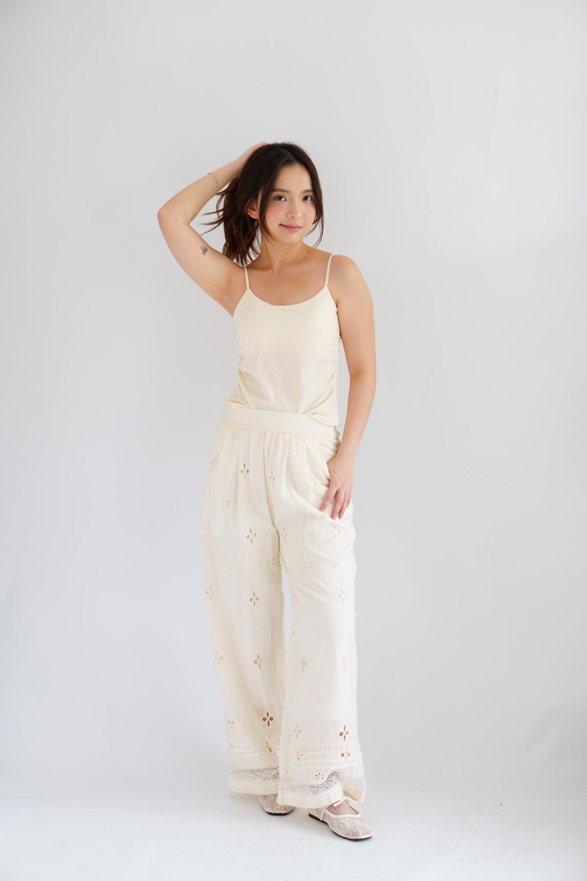 Jiru Eyelet Lace Pants in Cream