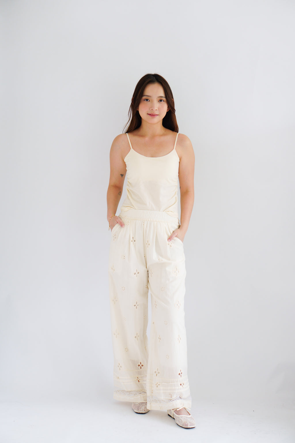 Jiru Eyelet Lace Pants in Cream