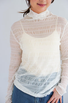 Fioya Sheer Lace Top in White