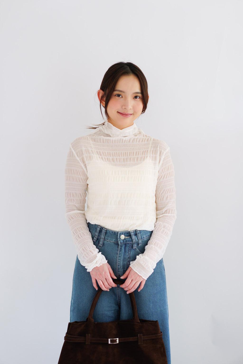 Fioya Sheer Lace Top in White