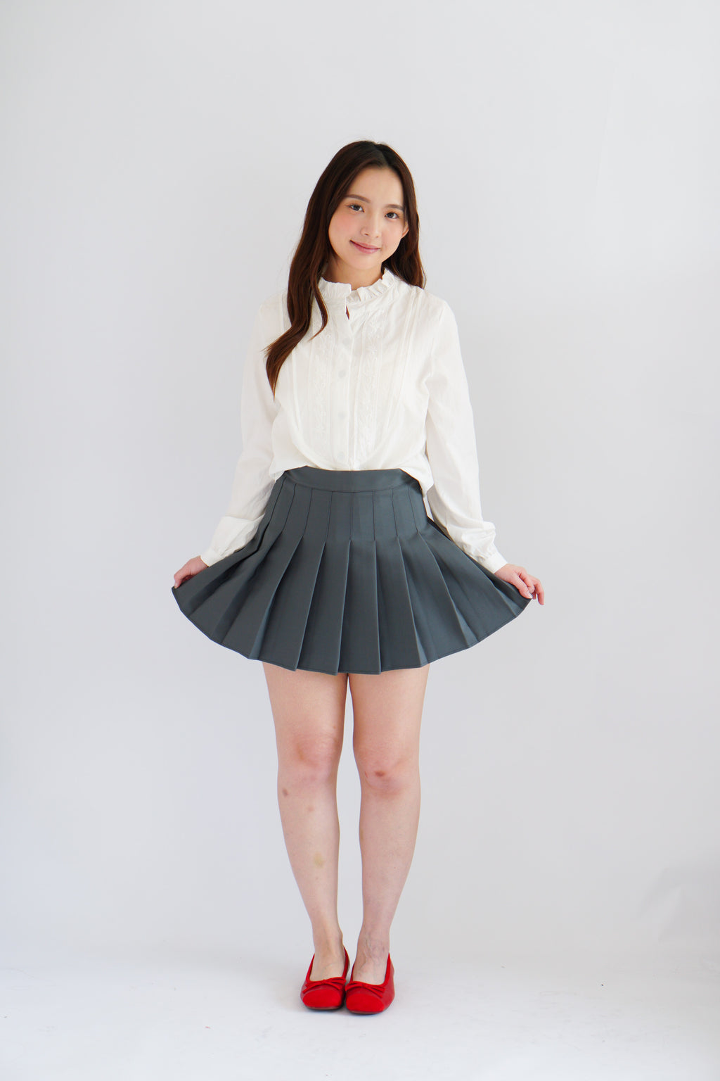 Shevonne Mandarin Collar Blouse Top in White