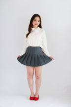 Shevonne Mandarin Collar Blouse Top in White