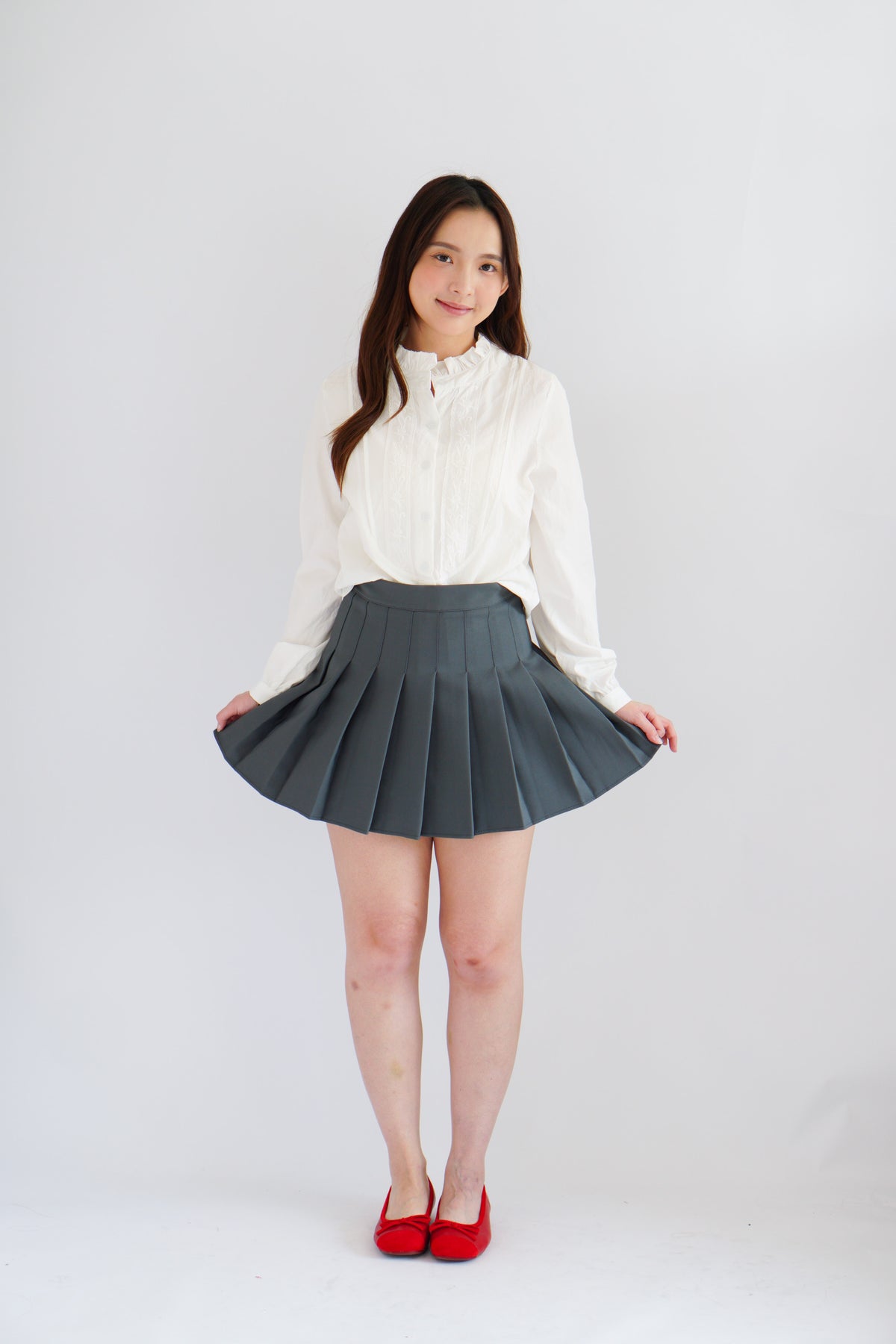 Shevonne Mandarin Collar Blouse Top in White