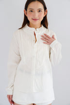Shevonne Mandarin Collar Blouse Top in White