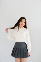 Shevonne Mandarin Collar Blouse Top in White
