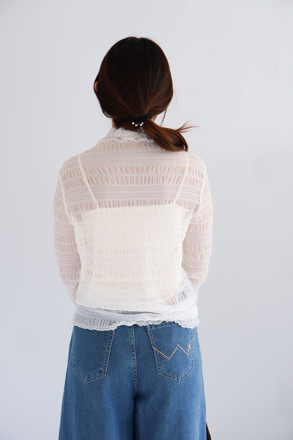 Fioya Sheer Lace Top in White