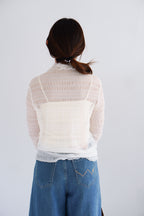 Fioya Sheer Lace Top in White