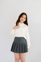 Shevonne Mandarin Collar Blouse Top in White