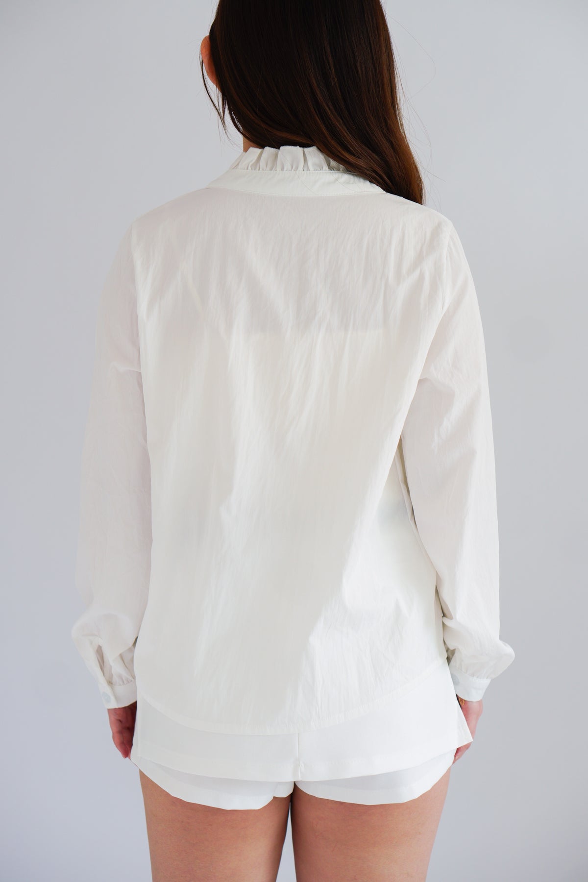 Shevonne Mandarin Collar Blouse Top in White