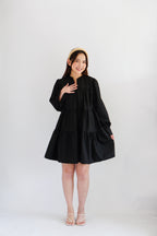 (BACKORDER) Love Dara Flowy Long Sleeve Dress in Black