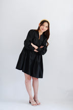 (BACKORDER) Love Dara Flowy Long Sleeve Dress in Black