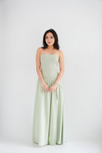 Yina Tube Asymmetrical Maxi Slit Dress with Sash in Green