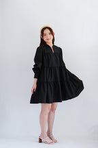 (BACKORDER) Love Dara Flowy Long Sleeve Dress in Black
