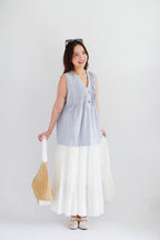 Marchie V Neck Flowy Windowpane Plaid Top