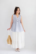Marchie V Neck Flowy Windowpane Plaid Top