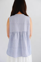 Marchie V Neck Flowy Windowpane Plaid Top