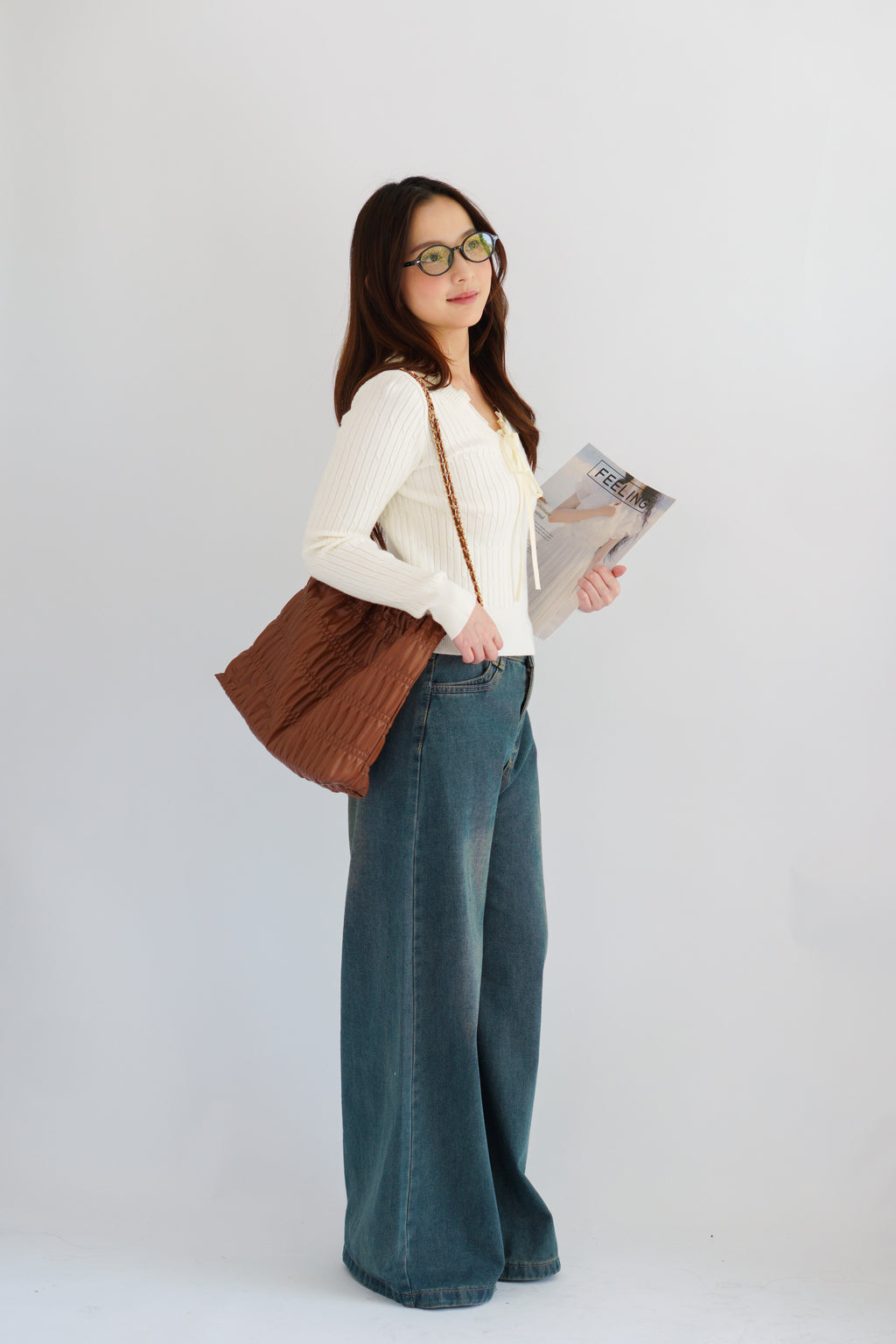 Missha Ribbon Ruffles Knit Top in Cream