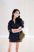 Fred Button Down Long Sleeve Top in Dark Blue