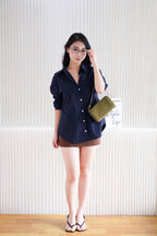 Fred Button Down Long Sleeve Top in Dark Blue